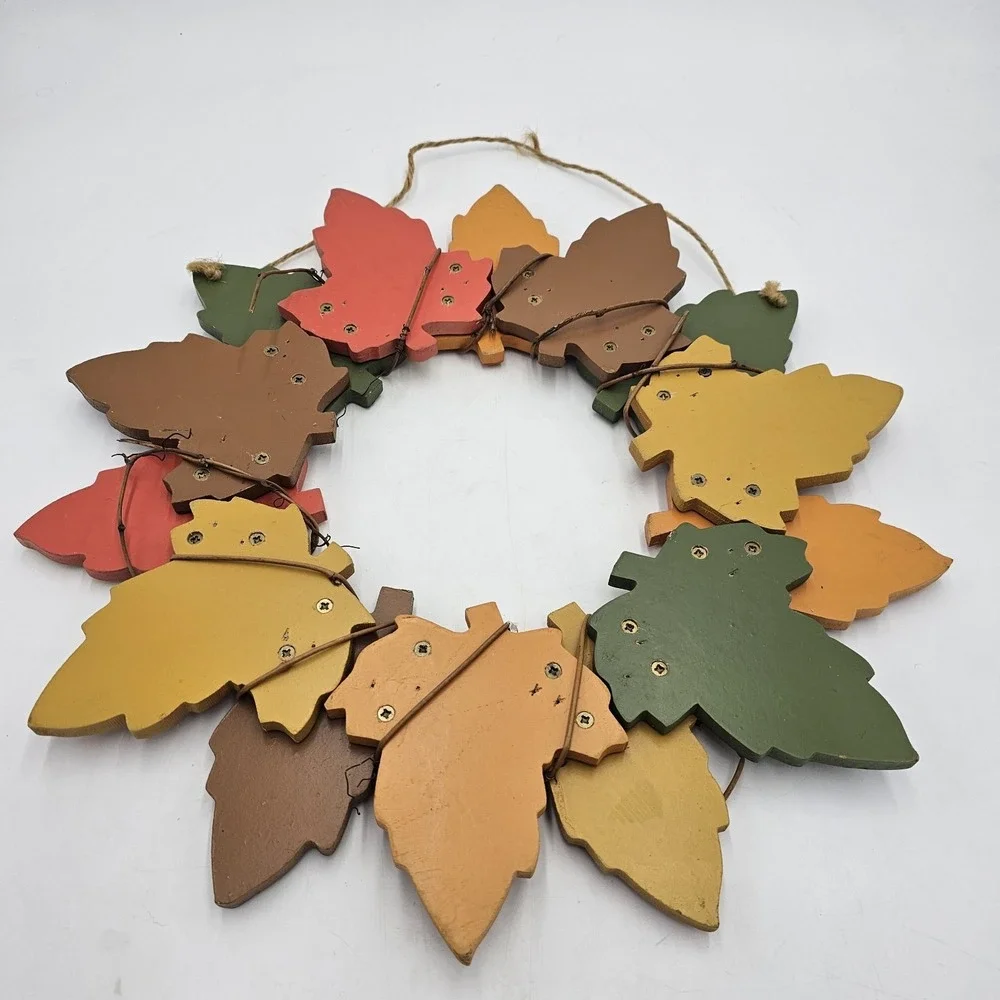Fall Wreath Autumn Leaf Leaves Wall Door Hanging Farmhouse Country Cottage 14.5